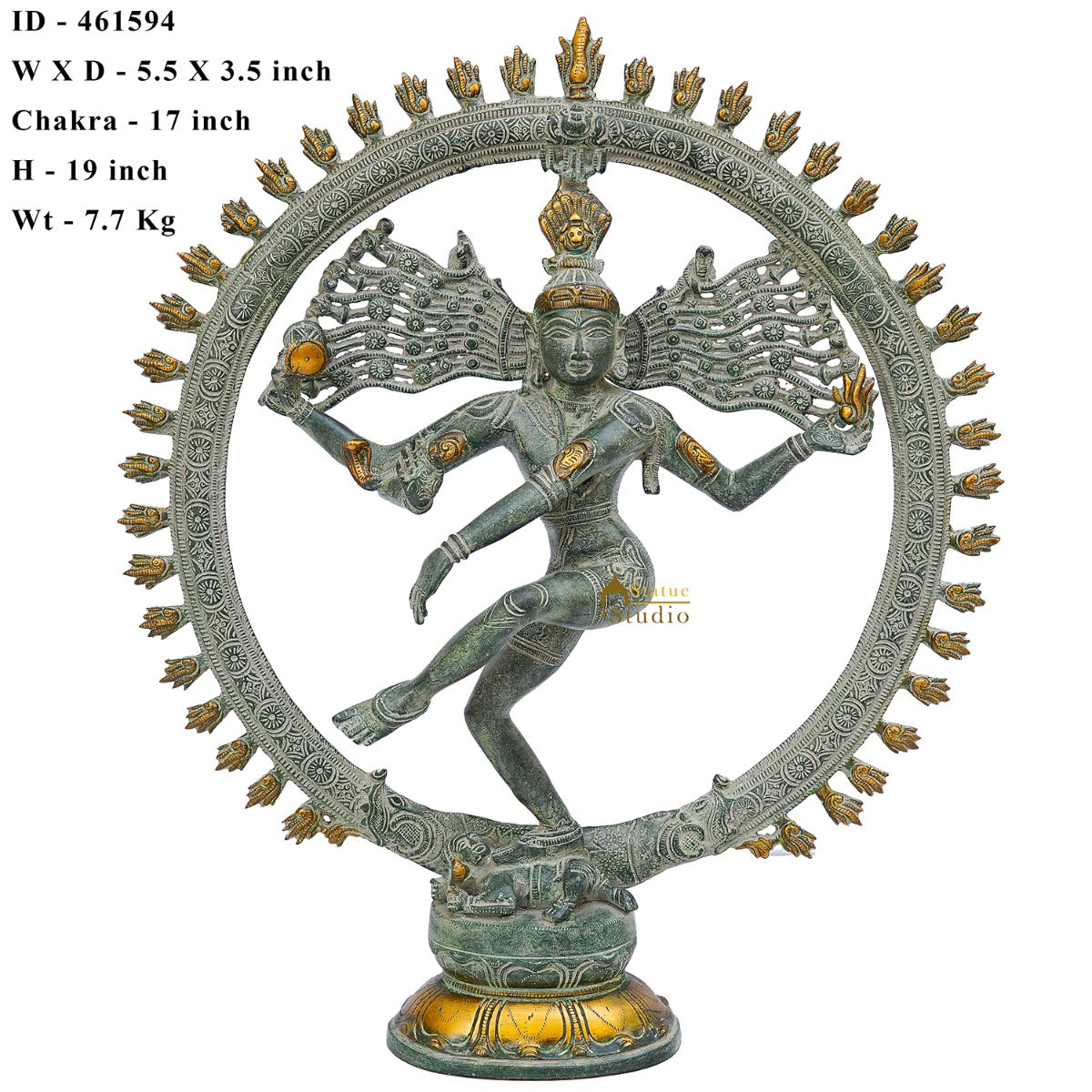 Brass Antique Nataraja Idol Home Office Décor Statue Showpiece Big Size 19" - Image 7