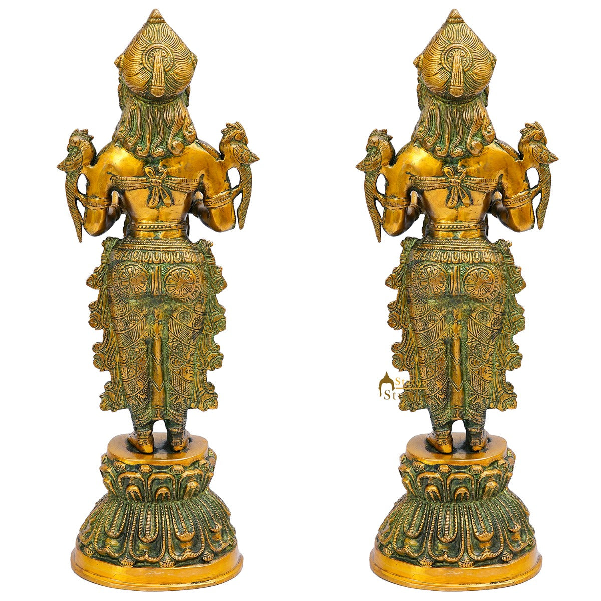 Brass Standing Deeplakshmi Pair Statue Showpiece For Home Temple Diwali Décor
