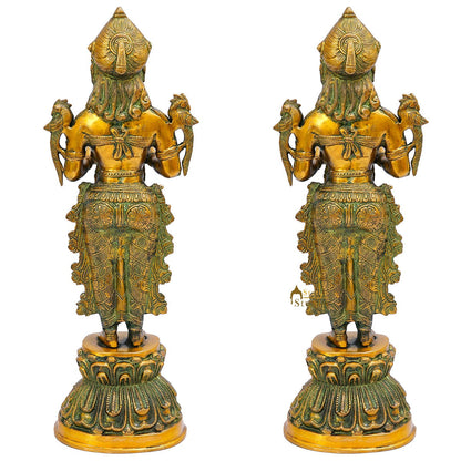 Brass Standing Deeplakshmi Pair Statue Showpiece For Home Temple Diwali Décor by vendor-unknown - Decor (View 5)