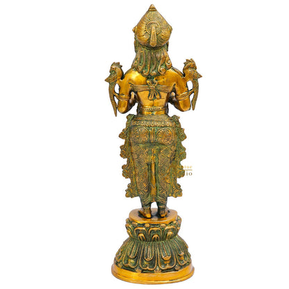 Brass Standing Deeplakshmi Statue Showpiece For Home Temple Diwali Décor 20" by vendor-unknown - Decor (View 6)