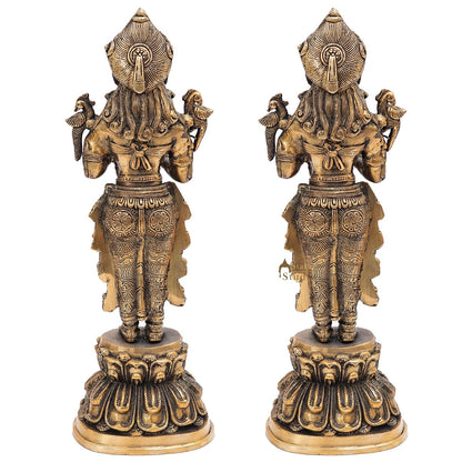 Brass Standing Deeplakshmi Pair Statue Showpiece For Home Temple Diwali Décor 17" by vendor-unknown - Decor (View 5)