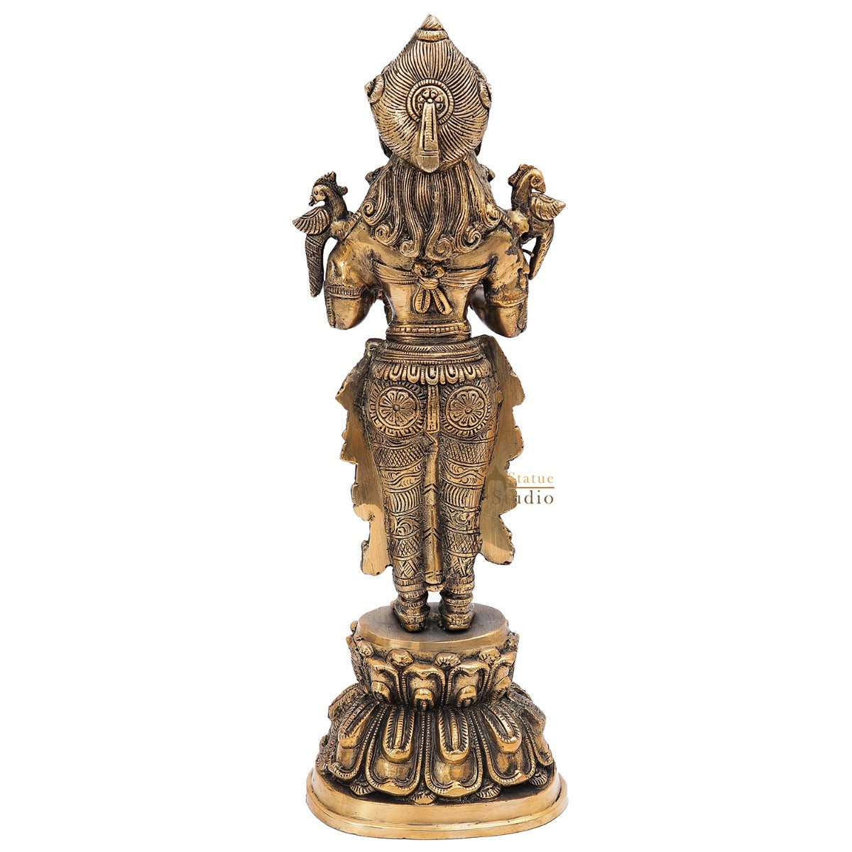 Brass Standing Deeplakshmi Statue Showpiece For Home Temple Diwali Décor 17"