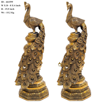 Brass Exclusive Peacock Pair Feng Shui Vastu Décorative Statue Showpiece 19" by vendor-unknown - Decor (View 6)