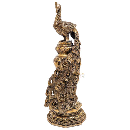 Brass Exclusive Peacock Feng Shui Vastu Décorative Statue Showpiece 19" by vendor-unknown - Decor (View 5)
