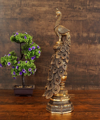 Brass Exclusive Peacock Feng Shui Vastu Décorative Statue Showpiece 19" by vendor-unknown - Decor (View 2)