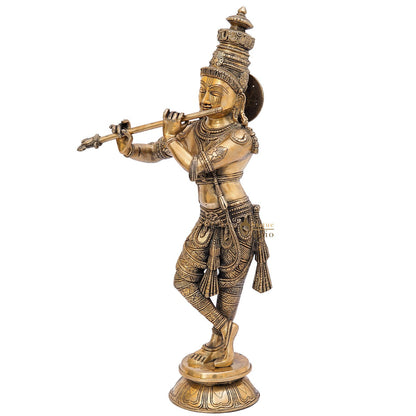 Brass Fine Standing Krishna Idol 2 Feet by StatueStudio by vendor-unknown - Hindu Gods (View 4)
