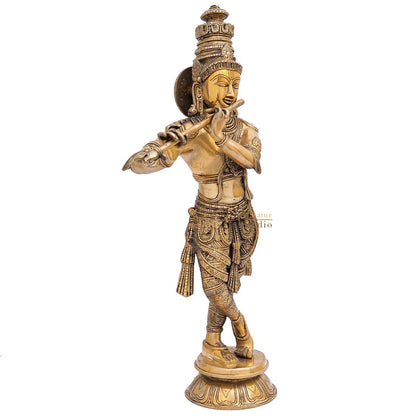 Brass Fine Standing Krishna Idol 2 Feet by StatueStudio by vendor-unknown - Hindu Gods (View 5)