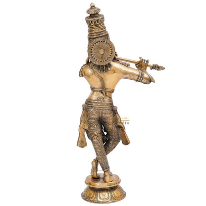 Brass Fine Standing Krishna Idol 2 Feet by StatueStudio by vendor-unknown - Hindu Gods (View 6)