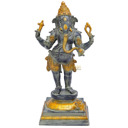 Brass Antique Standing Ganesha Idol Ganpati Statue Home Temple Décor Showpiece 19" by vendor-unknown - Products (View 3)