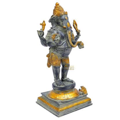 Brass Antique Standing Ganesha Idol Ganpati Statue Home Temple Décor Showpiece 19" by vendor-unknown - Products (View 5)