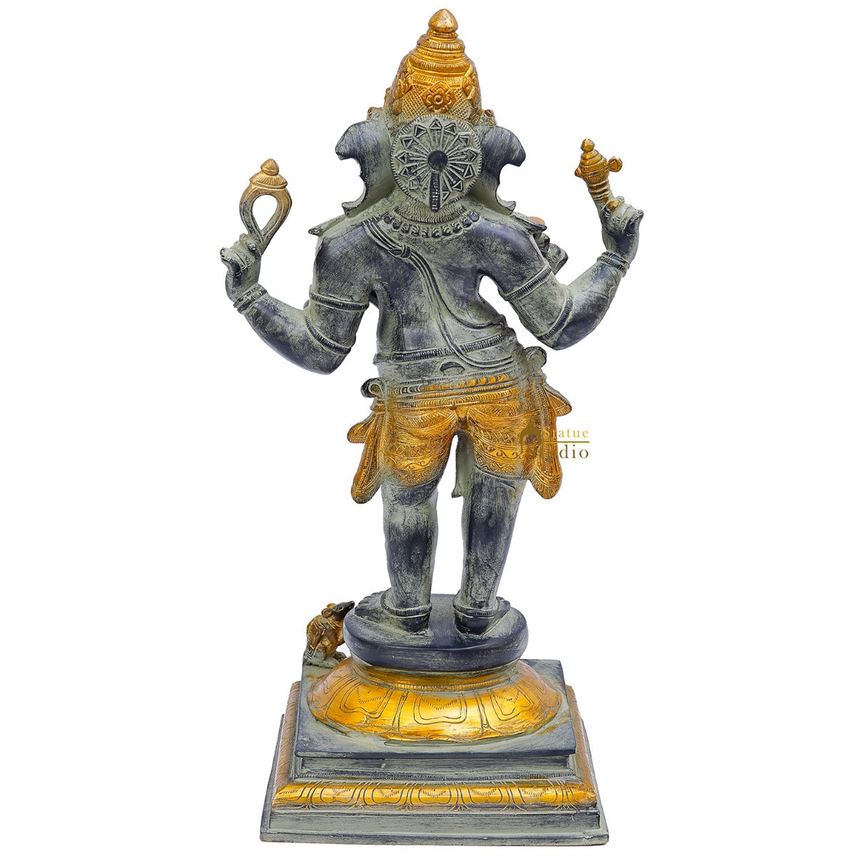 Brass Antique Standing Ganesha Idol Ganpati Statue Home Temple Décor Showpiece 19" - Image 6