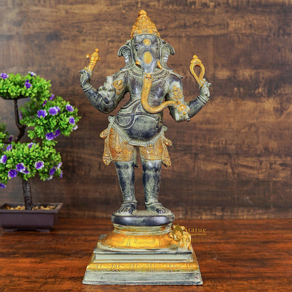 Brass Antique Standing Ganesha Idol Ganpati Statue Home Temple Décor Showpiece 19" by vendor-unknown - Products (View 2)