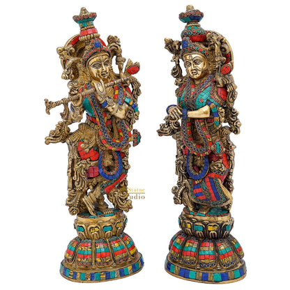Brass Radha Krishna Idol Home Garden Décor Temple Décorative Gift Showpiece 20" by vendor-unknown - Hindu Gods (View 3)