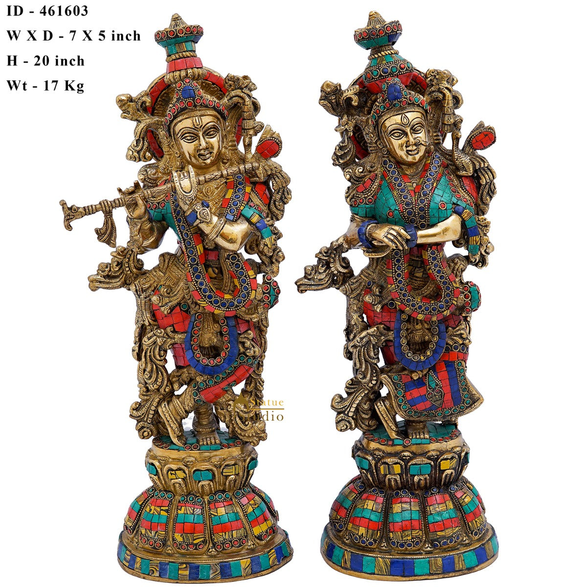 Brass Radha Krishna Idol Home Garden Décor Temple Décorative Gift Showpiece 20"