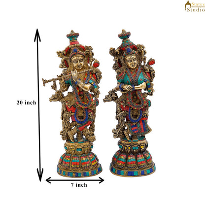 Brass Radha Krishna Idol Home Garden Décor Temple Décorative Gift Showpiece 20" by vendor-unknown - Hindu Gods (View 6)