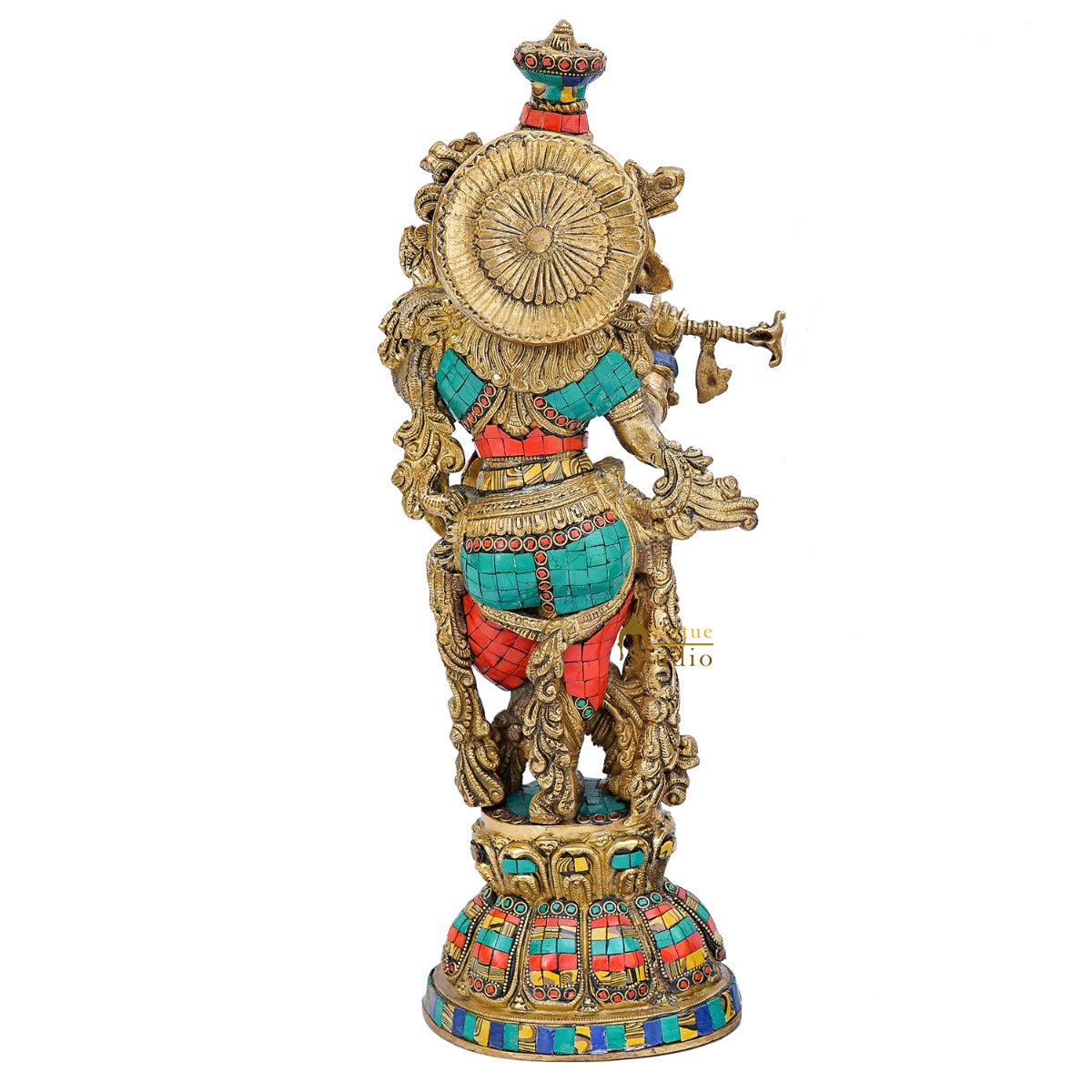 Brass Krishna Idol with Flute 20" by StatueStudio