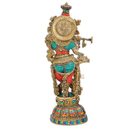 Brass Krishna Idol with Flute 20" by StatueStudio by vendor-unknown - Hindu Gods (View 6)