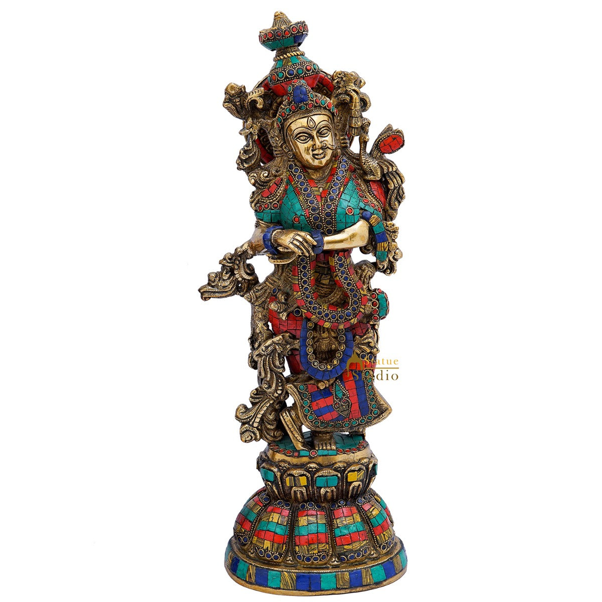 Brass Radha Idol Home Garden Décor Temple Décorative Gift Showpiece 20"