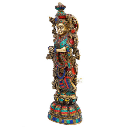 Brass Radha Idol Home Garden Décor Temple Décorative Gift Showpiece 20" by vendor-unknown - Hindu Gods (View 4)