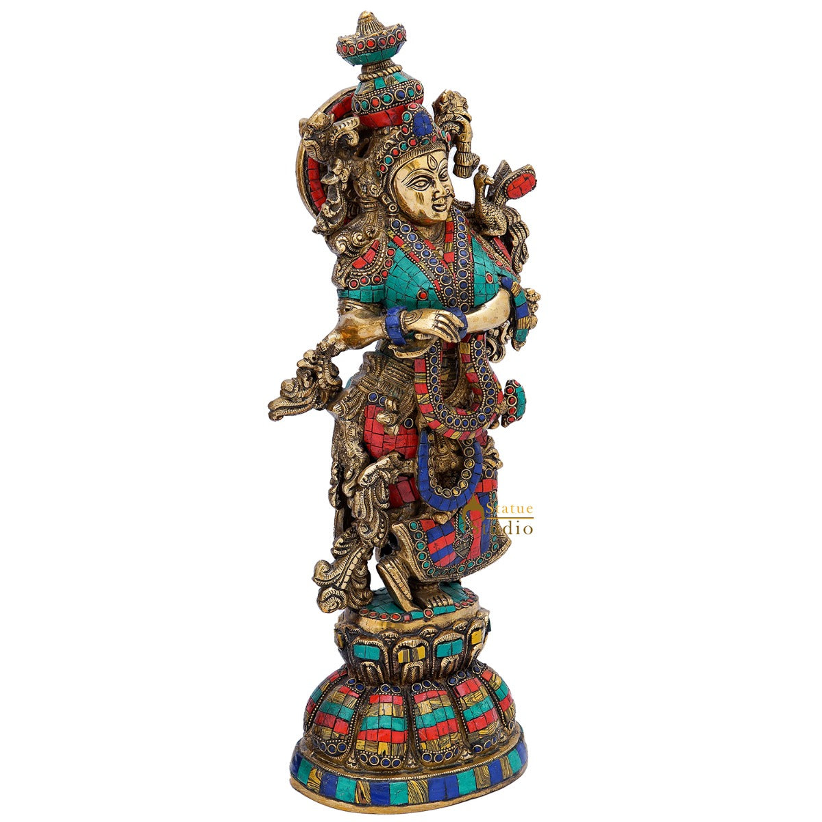 Brass Radha Idol Home Garden Décor Temple Décorative Gift Showpiece 20" - Image 5