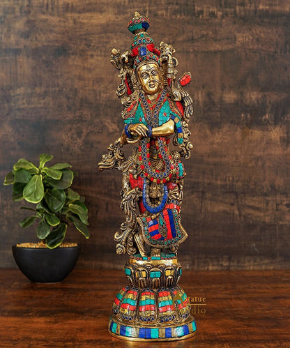 Brass Radha Idol Home Garden Décor Temple Décorative Gift Showpiece 20" by vendor-unknown - Hindu Gods