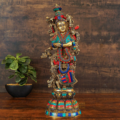 Brass Radha Idol Home Garden Décor Temple Décorative Gift Showpiece 20" by vendor-unknown - Hindu Gods (View 2)