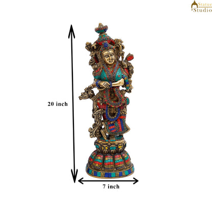 Brass Radha Idol Home Garden Décor Temple Décorative Gift Showpiece 20" by vendor-unknown - Hindu Gods (View 8)