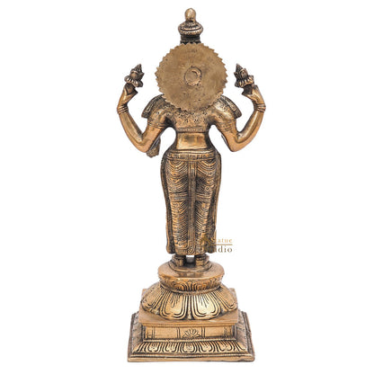 Brass Antique Standing Lakshmi Idol Goddess Of Wealth Statue Home Temple Décor 17" by vendor-unknown - Hindu Gods (View 6)