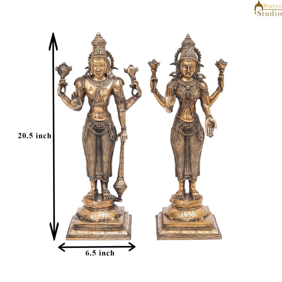 Brass Antique Vishnu Lakshmi Idol Home Temple Décor Religious Gift Statue 20" - Image 7
