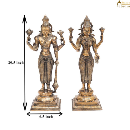 Brass Antique Vishnu Lakshmi Idol Home Temple Décor Religious Gift Statue 20" by vendor-unknown - Hindu Gods (View 7)