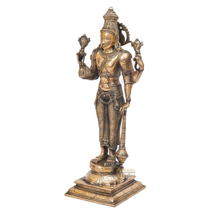 Brass Antique Vishnu Idol Home Temple Décor Religious Gift Statue 20" by vendor-unknown - Hindu Gods (View 4)
