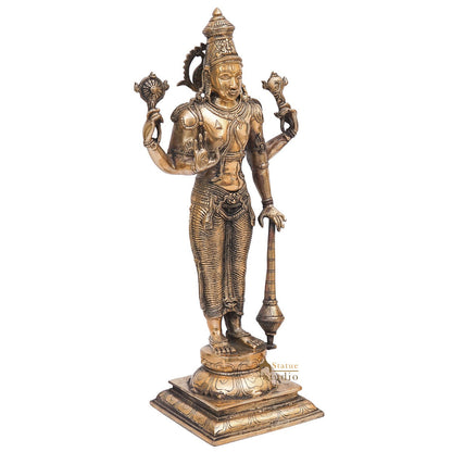 Brass Antique Vishnu Idol Home Temple Décor Religious Gift Statue 20" by vendor-unknown - Hindu Gods (View 5)