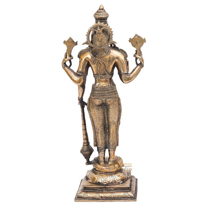 Brass Antique Vishnu Idol Home Temple Décor Religious Gift Statue 20" by vendor-unknown - Hindu Gods (View 6)