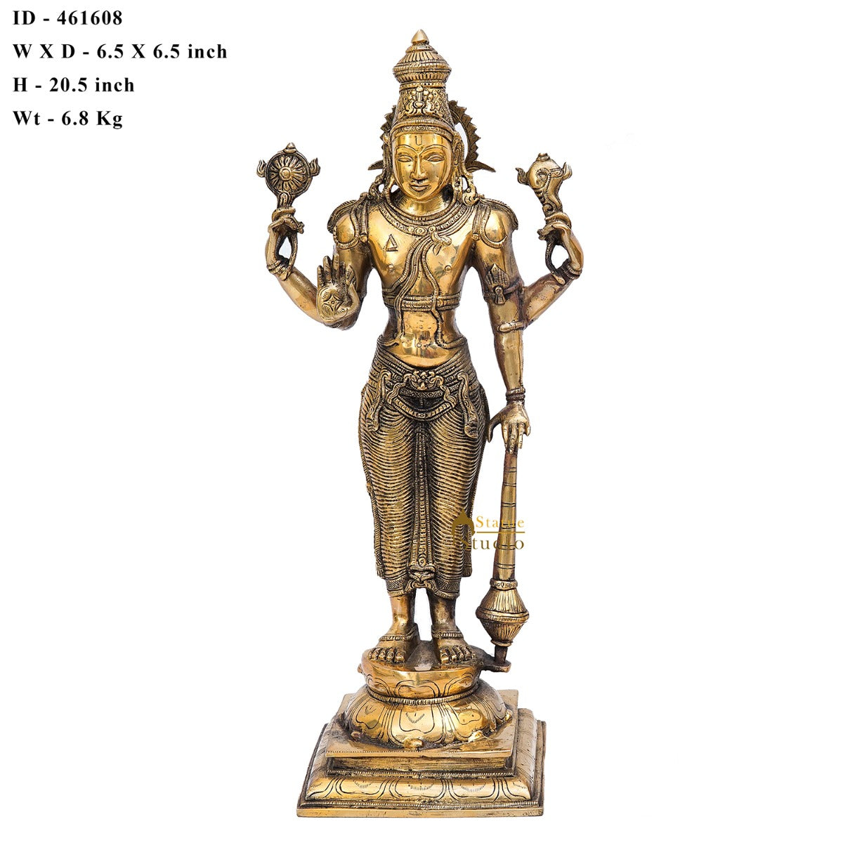 Brass Antique Vishnu Idol Home Temple Décor Religious Gift Statue 20"