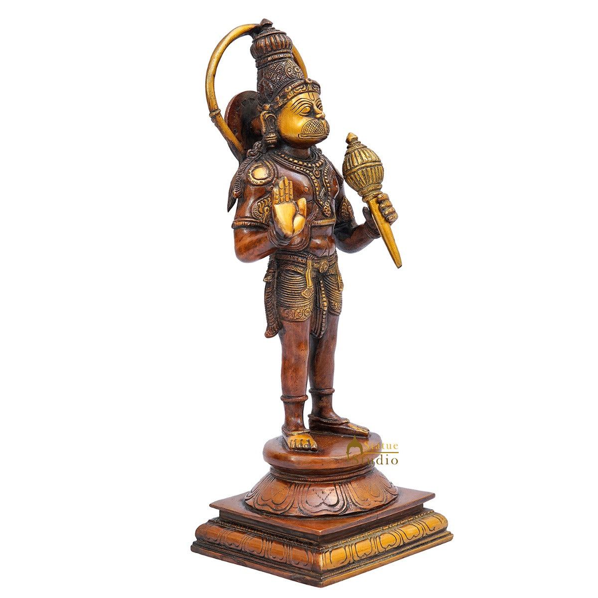 Brass Hanuman Idol Orange Patina Finish For Home Decor 14 Inch