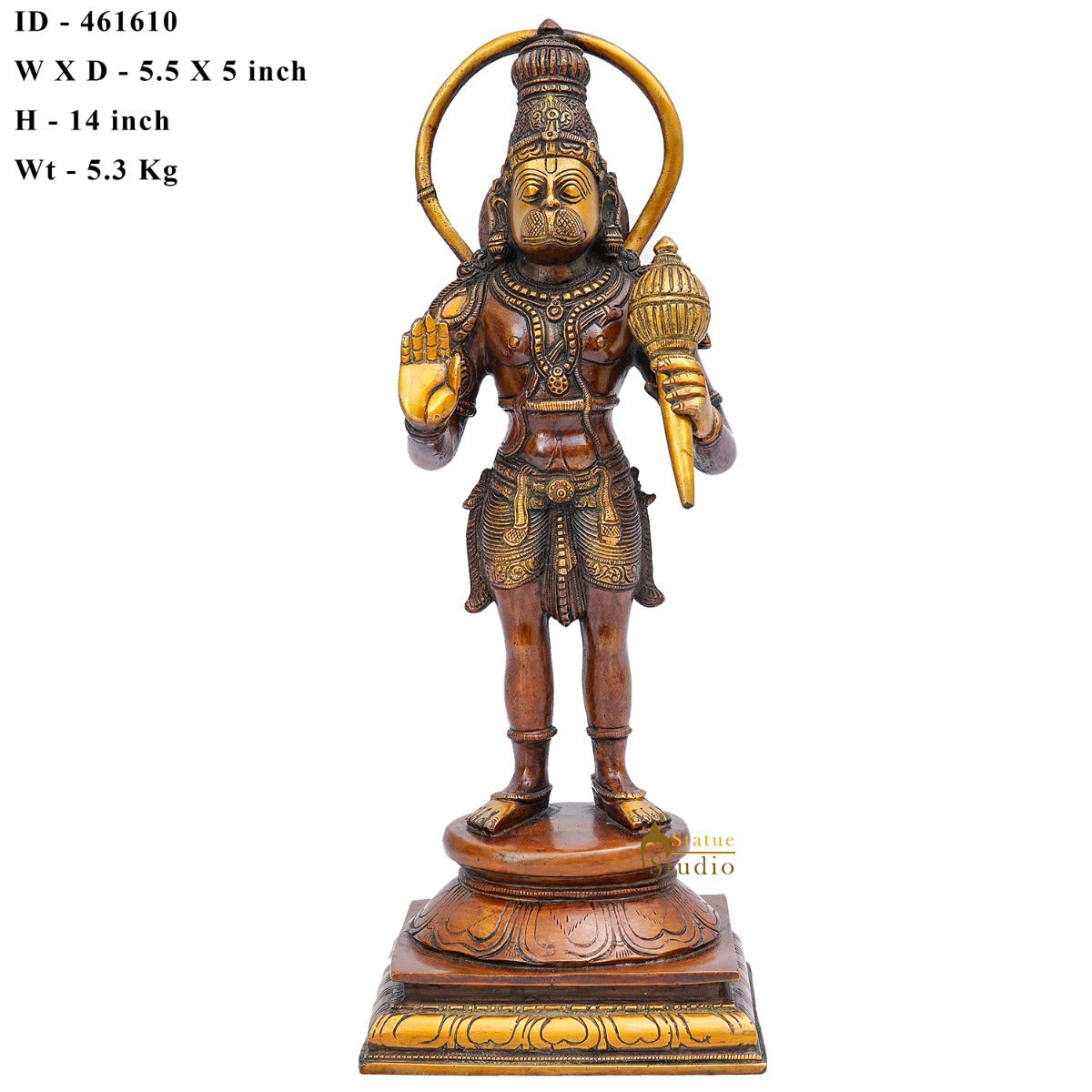 Brass Hanuman Idol Orange Patina Finish For Home Decor 14 Inch - Image 7