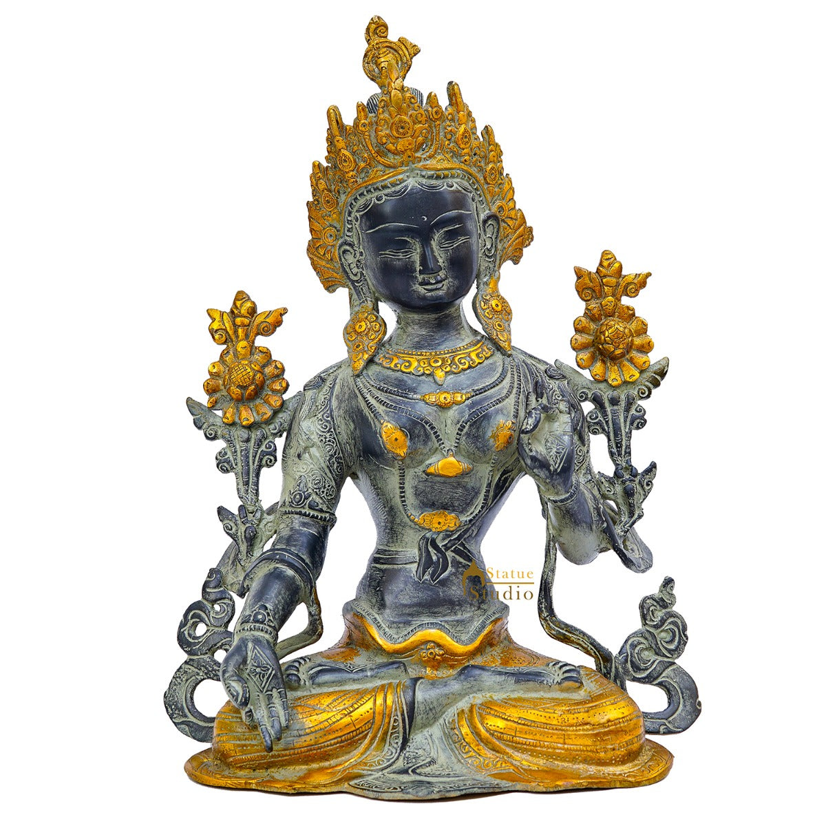 Brass Buddhist Goddess Tara Statue For Home Office Décor Showpiece 16"