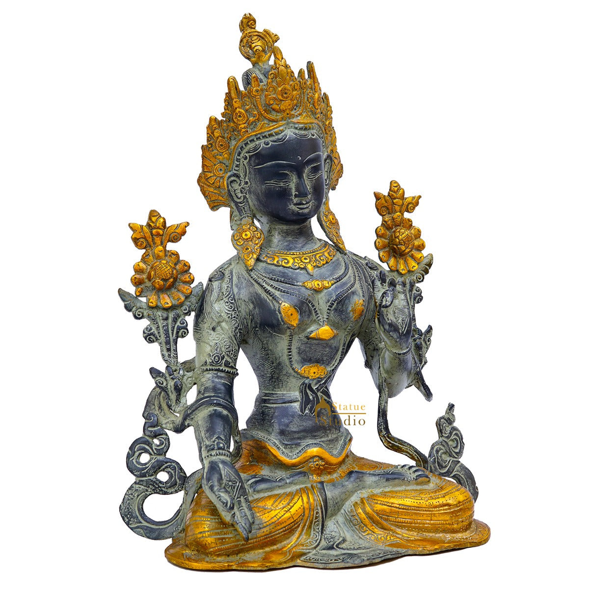 Brass Buddhist Goddess Tara Statue For Home Office Décor Showpiece 16"