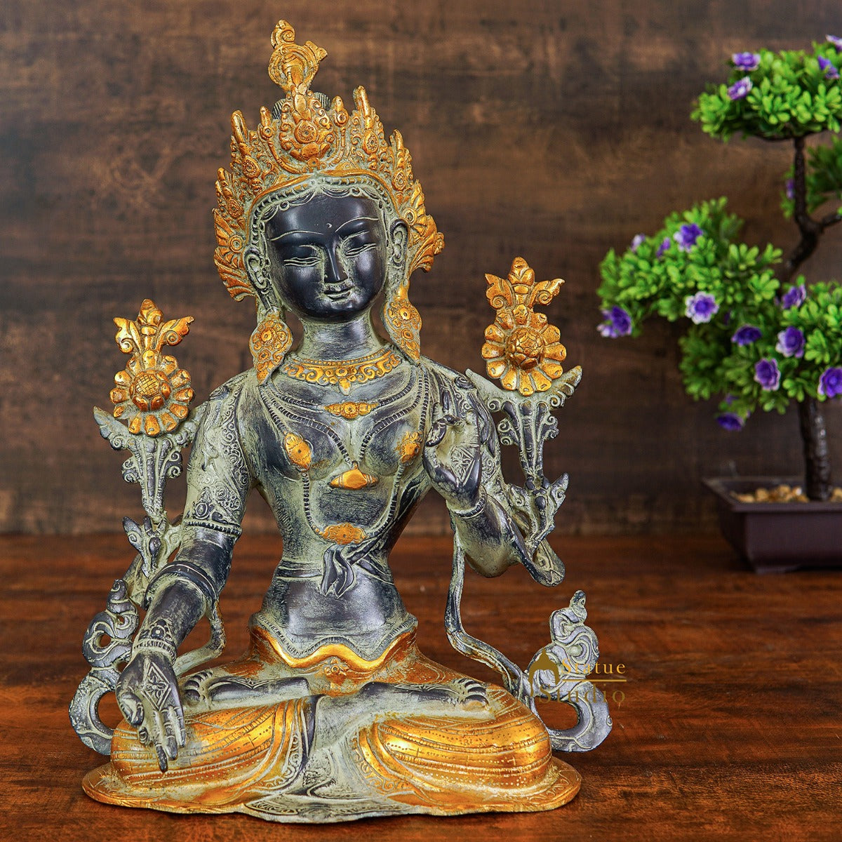 Brass Buddhist Goddess Tara Statue For Home Office Décor Showpiece 16"