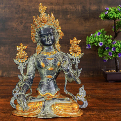 Brass Buddhist Goddess Tara Statue For Home Office Décor Showpiece 16" by vendor-unknown - Buddha