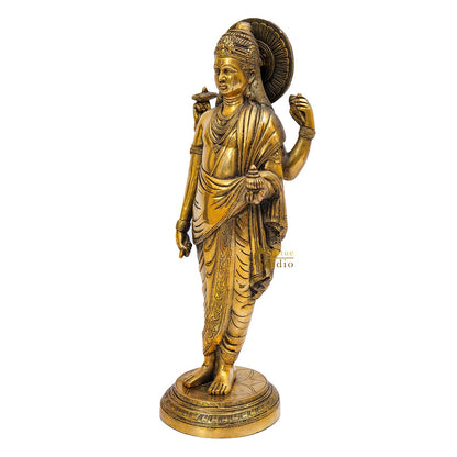 Brass Rare Physician Of Gods Lord Dhanvantari Idol Décor Statue Showpiece 1.5 Feet by vendor-unknown - Hindu Gods (View 5)