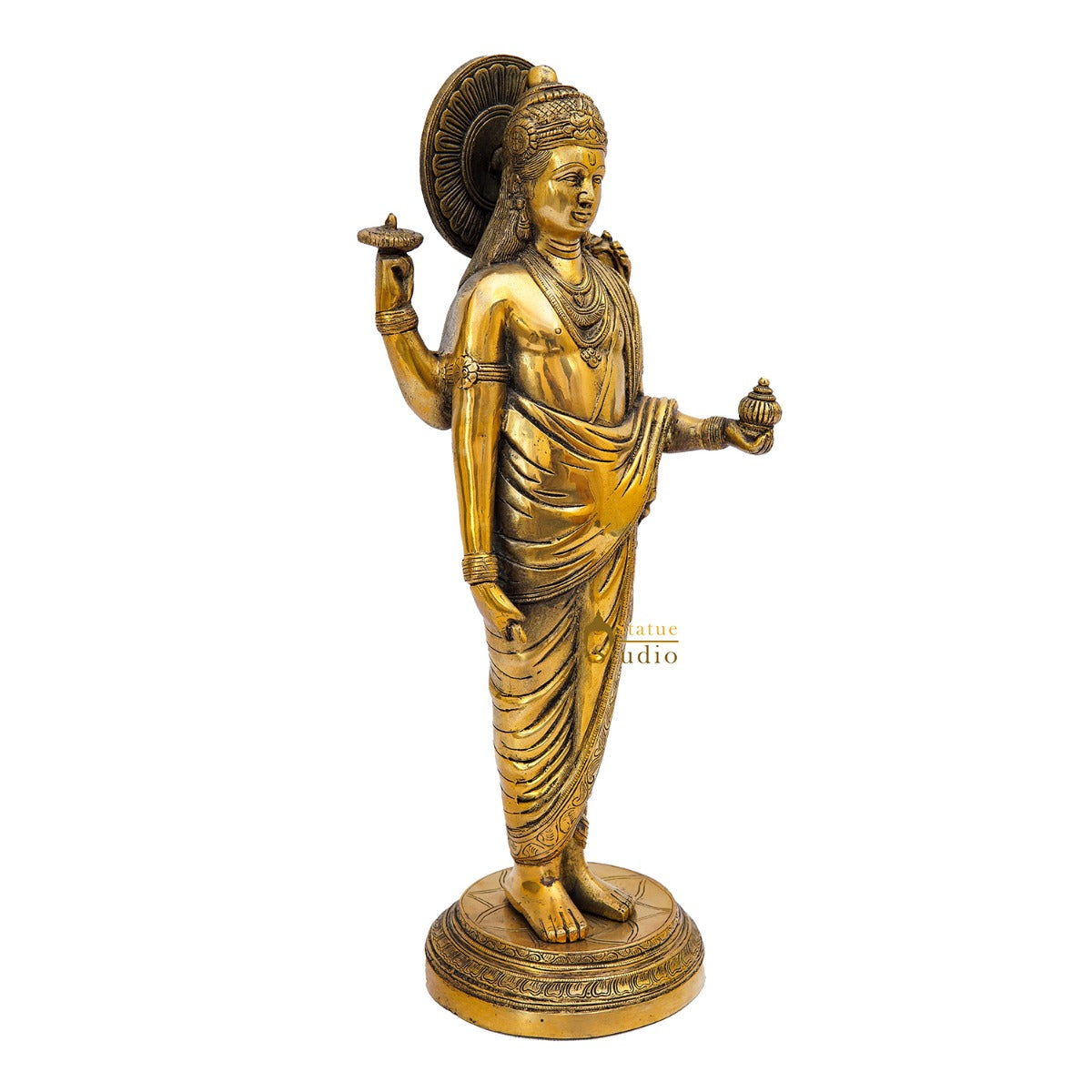 Brass Rare Physician Of Gods Lord Dhanvantari Idol Décor Statue Showpiece 1.5 Feet - Image 4