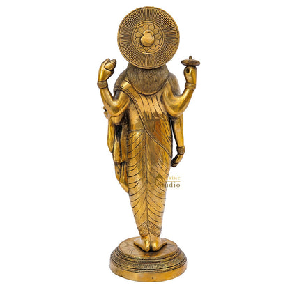 Brass Rare Physician Of Gods Lord Dhanvantari Idol Décor Statue Showpiece 1.5 Feet by vendor-unknown - Hindu Gods (View 6)