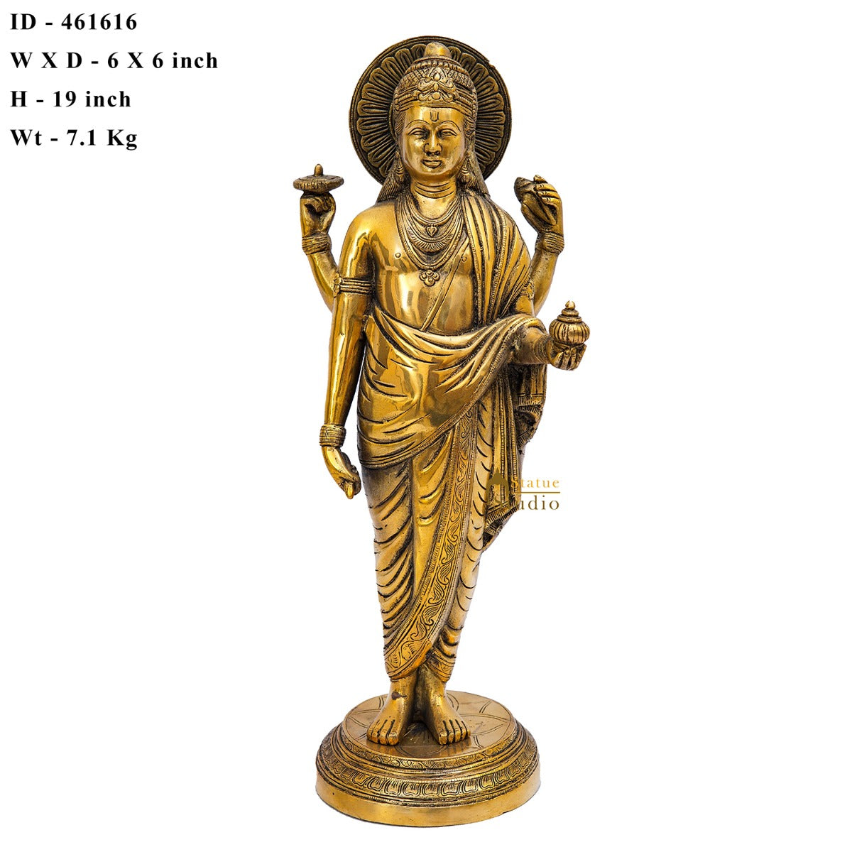 Brass Rare Physician Of Gods Lord Dhanvantari Idol Décor Statue Showpiece 1.5 Feet - Image 7