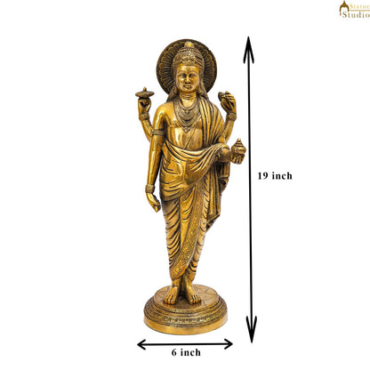 Brass Rare Physician Of Gods Lord Dhanvantari Idol Décor Statue Showpiece 1.5 Feet by vendor-unknown - Hindu Gods (View 8)