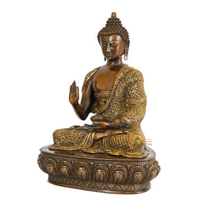 Brass Blessing Buddha Statue Finely Crafted For Home Decor Showpiece 16" by vendor-unknown - Buddha (View 6)