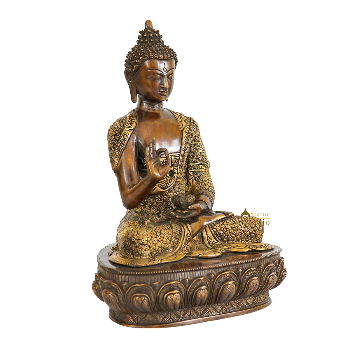 Brass Blessing Buddha Statue Finely Crafted For Home Decor Showpiece 16" - Image 4