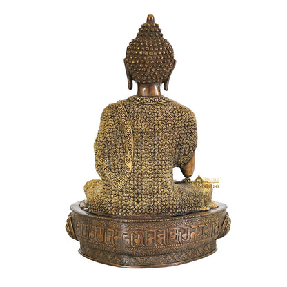 Brass Blessing Buddha Statue Finely Crafted For Home Decor Showpiece 16" by vendor-unknown - Buddha (View 5)