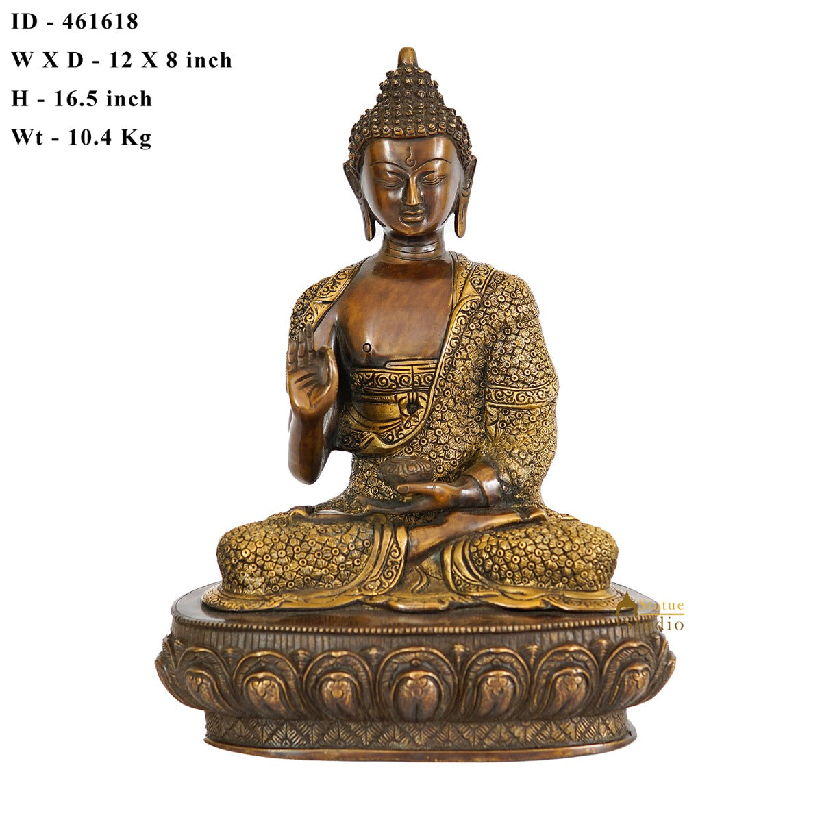 Brass Blessing Buddha Statue Finely Crafted For Home Decor Showpiece 16"