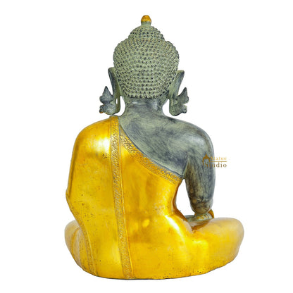 Brass Large Buddha Statue Antique Gold Finish For Home Decor Showpiece 20" by vendor-unknown - Buddha (View 6)